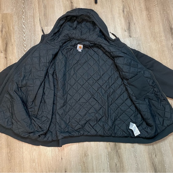 Men’s Carhartt Size 3XL Black Hooded Flannel Lined Canvas Work Jacket - Picture 10 of 17
